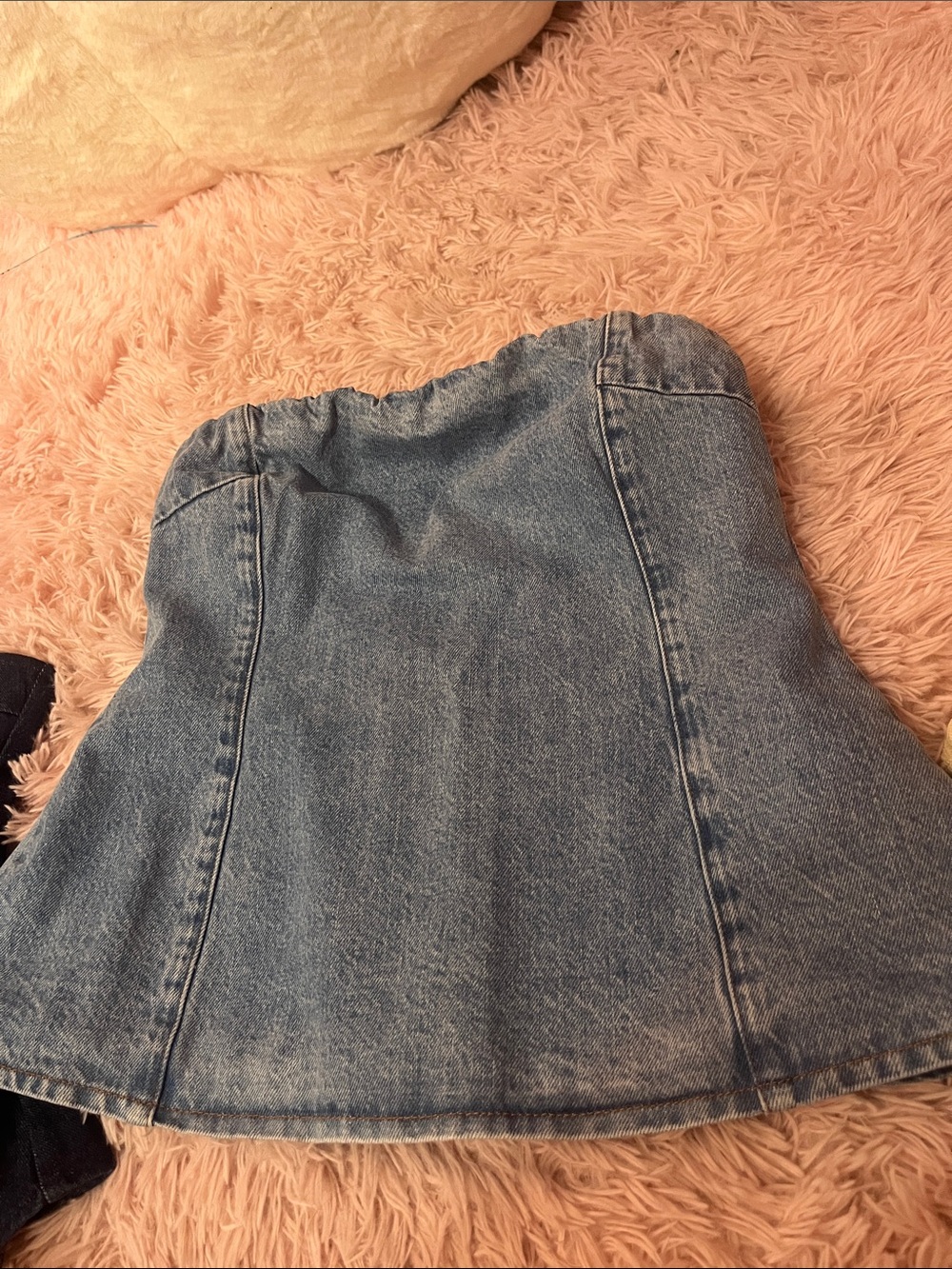 Denim strapless top